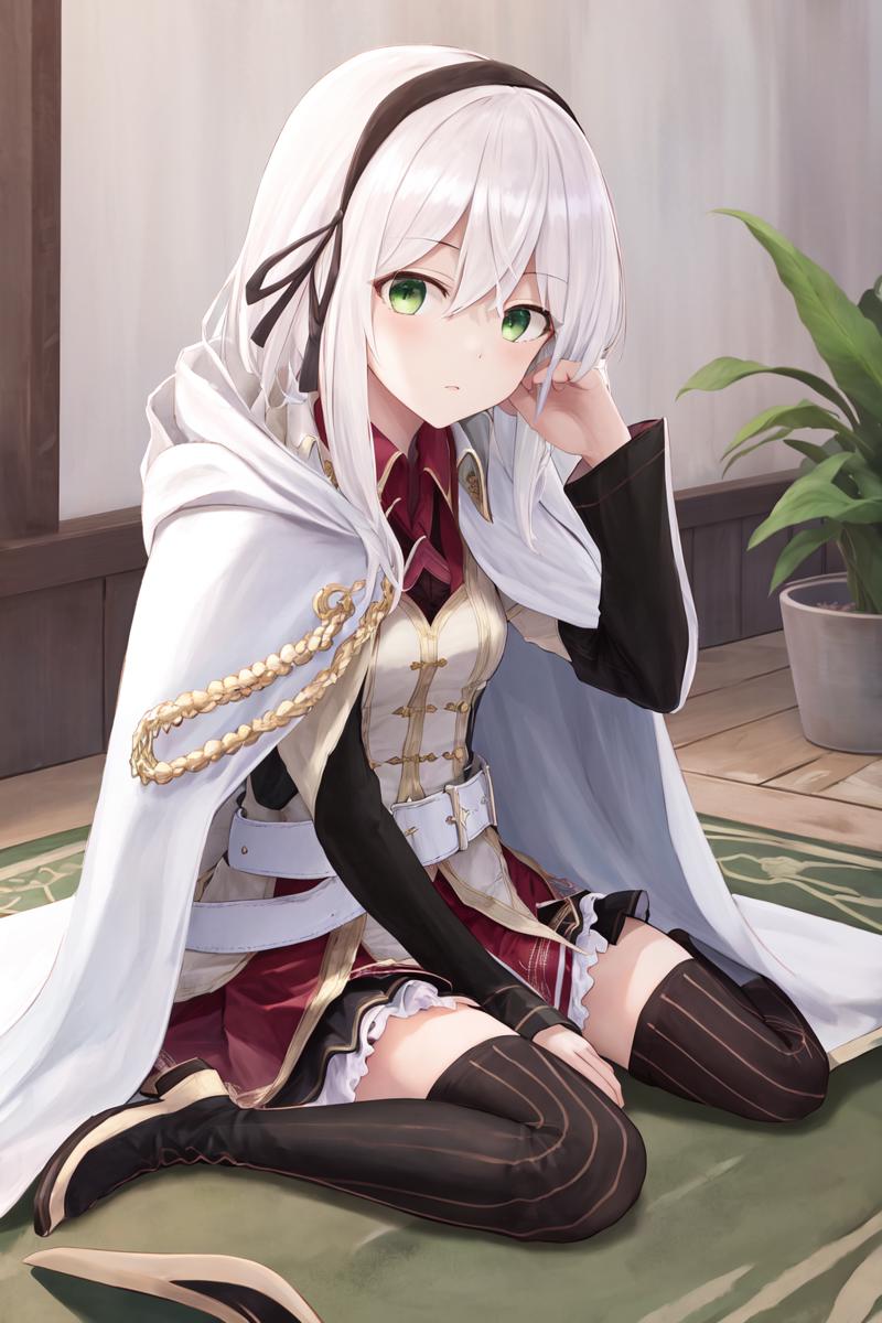 34897-3109091926-masterpiece, best quality, highres, 1girl avilia white hair green eyes, white cape white jacket belt black skirt frilled skirt s.png